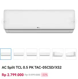 (Cicilan Tanpa DP) AC TCL 0.5 PK