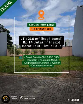 Kavling Badan 216 m² The Eminent dekat Quantis Club BSD City