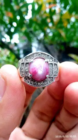 RUBY STAR TAJEM RASA BIRMA RING PERAK MICROSETING KODE 925.