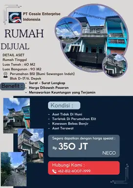 DIJUAL MURAH RUMAH BUMI SAWANGAN INDAH
