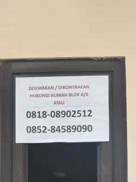 DISEWAKAN 2 RUMAH BERSEBELAHAN BUAT KELUARGA KECIL