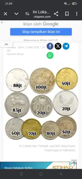 Di jual yg hobi dan paham wa dan hp yg cepat dia dapat