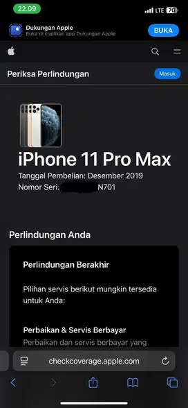 IPHONE 11 PROMAX 64 GB MIDNIGHT GREEN LANGKA