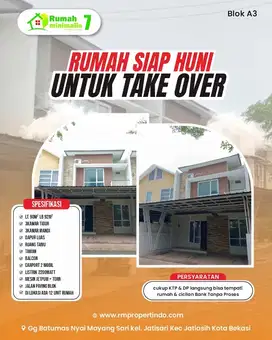 Rumah Tanpa Bi Cheking,Take Over,TO murah,Kota Bekasi, Anti Banjir,