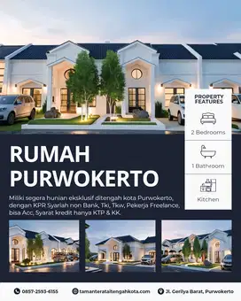RUMAH PURWOKERTO TENGAH KOTA 3 MENIT DARI RITA MALL KPR TANPA BANK