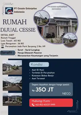 DIJUAL MURAH RUMAH JADE PARK SERPONG 2 - VIA CESSIE