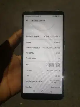 Huawei mate 10 pro ori ram 6/128 baca minus