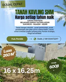 BU Dijual Tanah Kavling ISTIMEWA Kota Kabupaten Kediri