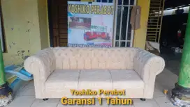 Yoshiko perabot - sofa 3 person chesterfield cream