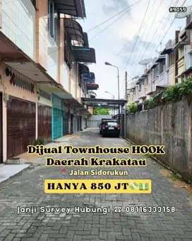 Dijual Townhouse Hook Siap Huni di Daerah Krakatau