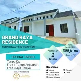 Rumah Ready Stock Siap Huni Tanpa DP Free Angsuran 1 Tahun