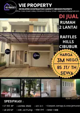DISEWAKAN MURAH, RUMAH FURNISHED SIAP HUNI DI RAFFLES HILLS CIBUBUR