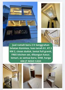 JUAL RUMAH BARU DUA LANTAI SANGGRAHAN SUKOHARJO LUAS TANAH 61