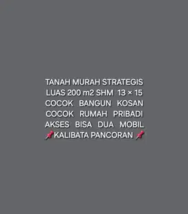 TANAH MURAH STRATEGIS KALIBATA PANCORAN 550 METER JL RAYA PASAR MINGGU