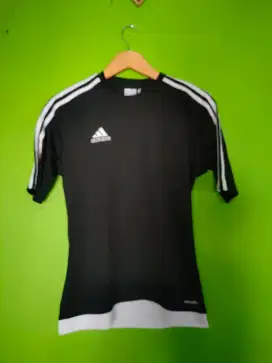 Adidas Hitam Climalite Jersey tiga garis