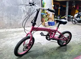 DIJUAL SEPEDA LIPAT 16 EVERGREEN REM CAKRAM 7 SPEED BEKAS MURAH!!!