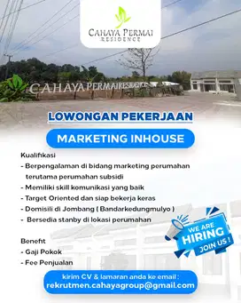 LOWONGAN MARKETING INHOUSE RUMAH SUBSIDI