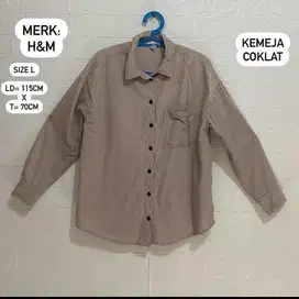 PRELOVED H&M KEMEJA COKLAT (Size L) (LD=115cm x T=70cm)