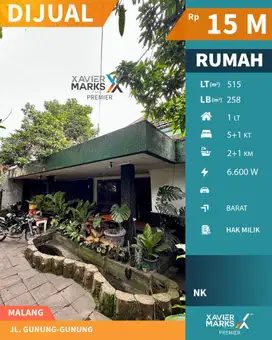 Dijual Rumah Dekat Mall MOG Strategis di Gunung gunung Klojen Malang