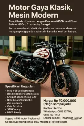 Motor Custom, ER6F, ER6N,ER6 Custom bobber, chopper by kojay garage,
