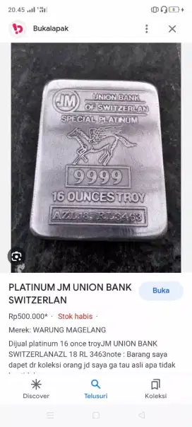 Specialized Platinum 9999 JM UNION. BANK SWTZERLAN.
