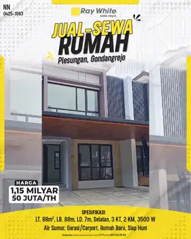Dijual Rumah Baru 2 Lantai Bagus Siap Huni Di Plesungan Gondangrejo