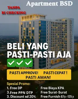 Apartment Tanpa Bi Checking Roseville di BSD SIAP HUNI + Furnish