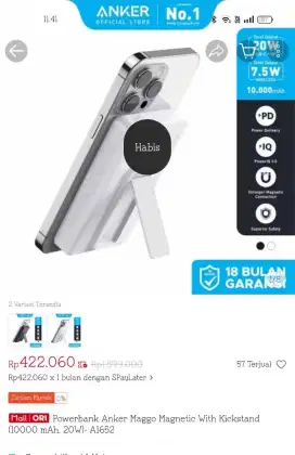 Powerbank ANKER magGo magnetik ( 10.000 mah ) wireless charger