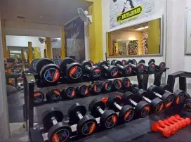 DUMBELL BARBELL SET 2,5 - 20 KG LENGKAP PLUS RACK ALAT FITNESS