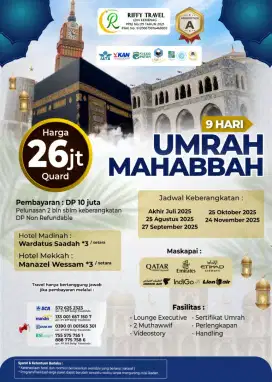 Umroh umrah murah reguler, plus turkey, mahabah pilih jadwal berangkat