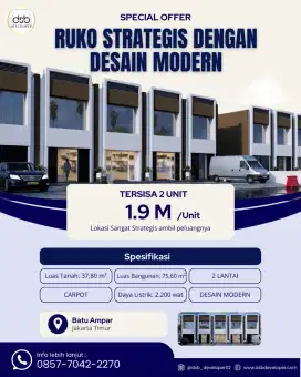 Ruko 2 lantai modern siap huni di Jl batu Ampar kramat jati jaktim