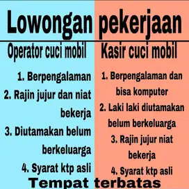 Operator cuci mobil dan kasir cuci mobil