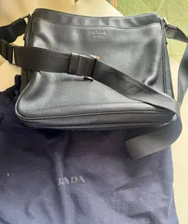 Prada men shoulder leather bag