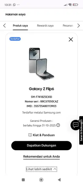 Samsung Z Flip 6 Sein 5G 12/512Gb Mulus Normal Garansi On Siap Pakai