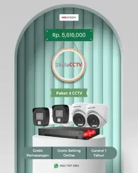 Paket CCTV 4 Kamera Hikvision Smart hybrid Light