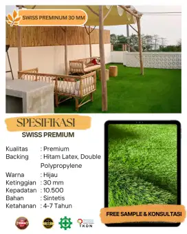 Rumput sintetis tipe Swiss Premium 3 cm