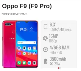 Oppo F9 4/64 Mulus Nett 600rb Passs