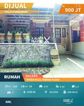 Dijual Rumah Full Furnish Dekat Exit Tol di Green Hills Malang