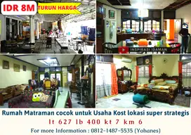 Rumah Matraman cocok untuk Usaha Kost lokasi super strategis