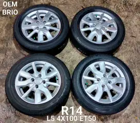 Jual velg + ban oem brio r14 4x100 brio agya ayla calya karimun dll