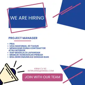 We Are Hiring Project Manager