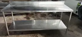 SS//WORK TABLE + BACKSPLASH 200CM X 80CM