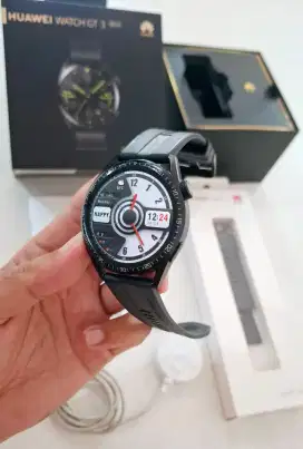Huawei Watch GT 3 46mm Black Mulus Fullset Bonus Strap Ori Huawei