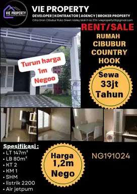 Di Sewakan Rumah Hook Semi Furnish   Cibubur Country Cikeas.