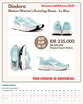 Diadora Masive Women's Running Shoes Sneaker Sepatu Lari Wanita 36