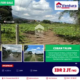 Tanah Dijual Di Batu, Lokasi Dekat Tempat Wisata Coban Talun