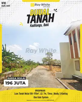 Dijual Tanah Kavling Siap Bangun Harga Murah Lokasi Kadilangu Baki