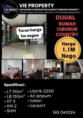Jual Rumah Cantik 2 lantai Cluster Favorite. CIibubur Country Cikeas.