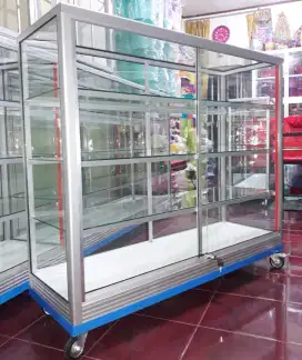 Etalase Pakai RODA BESAR & SIKU BESI Panjang 1,2M Buat Toko dll