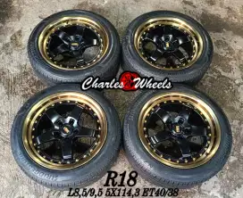 Jual velg + ban hsr r18 5x114,3 innova rush terios crv dll